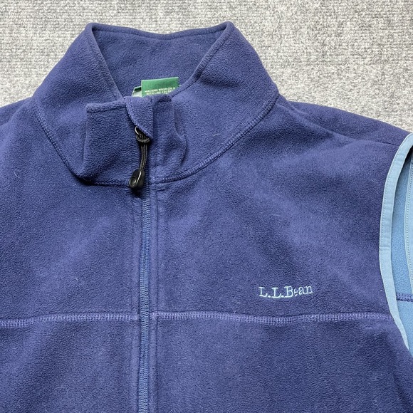 L.L. Bean Vest Mens Large Blue Fleece Full Zip Pockets Outdoor Hiking Warm 0AFW8 - Picture 2 of 10